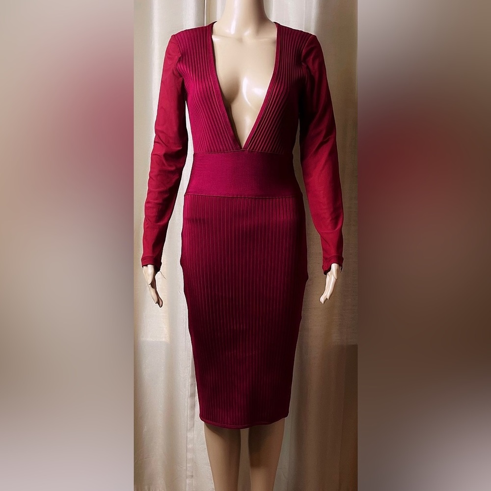 Burgundy Bandage Dress - LA Femme